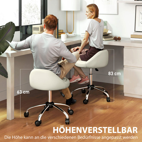 Drehhocker Rollhocker höhenverstellbar weiss
