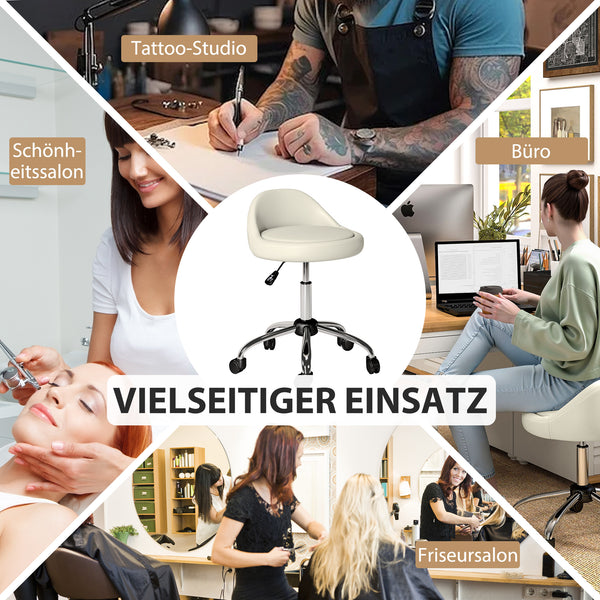 Drehhocker Rollhocker höhenverstellbar weiss