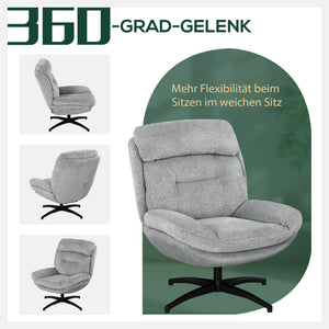 Drehsessel 360 Grad mit Armlehnen und Stahlbeine Chenille grau schwarz