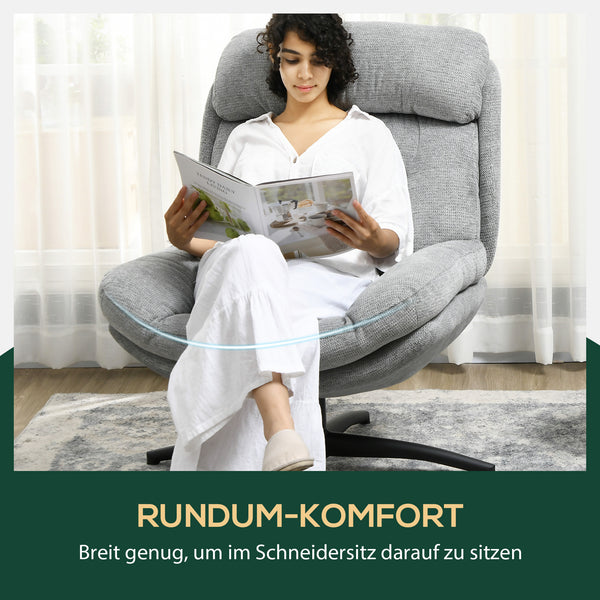 Drehsessel 360 Grad mit Armlehnen und Stahlbeine Chenille grau schwarz