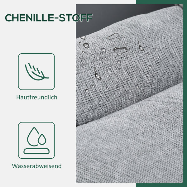 Drehsessel 360 Grad mit Armlehnen und Stahlbeine Chenille grau schwarz