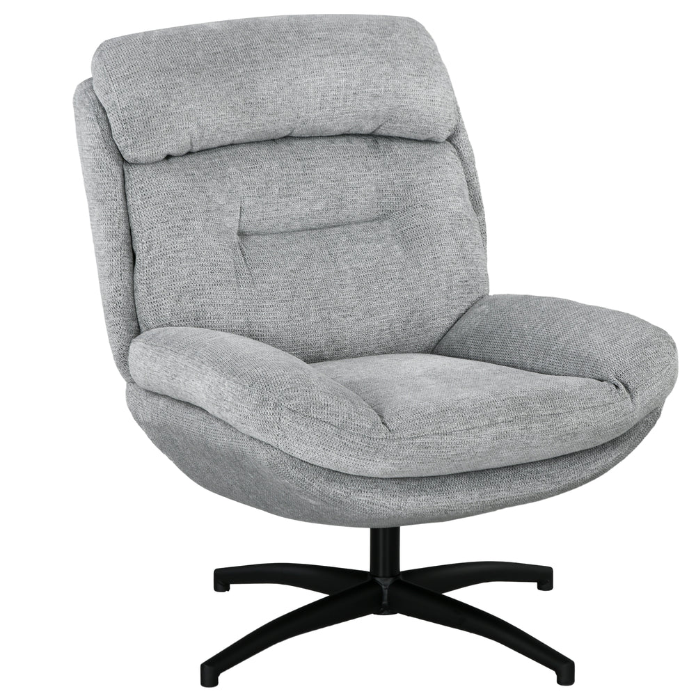 Drehsessel 360 Grad mit Armlehnen und Stahlbeine Chenille grau schwarz