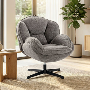 Drehsessel modern mit Armlehnen für Wohnzimmer Samt grau