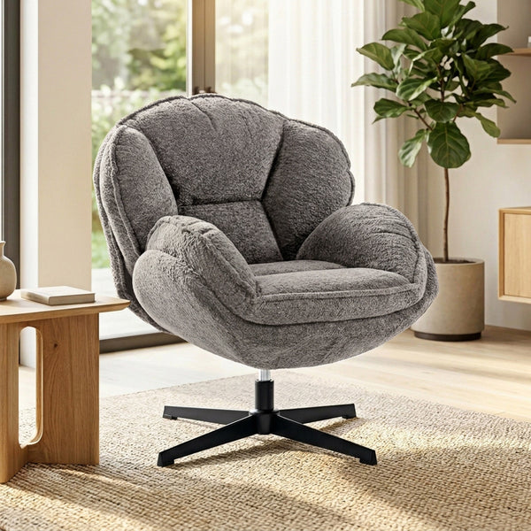 Drehsessel modern mit Armlehnen für Wohnzimmer Samt grau