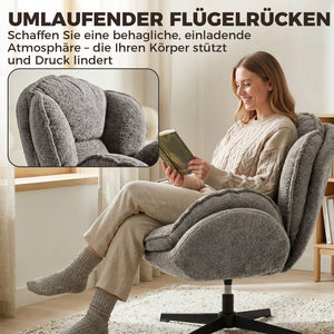 Drehsessel modern mit Armlehnen für Wohnzimmer Samt grau
