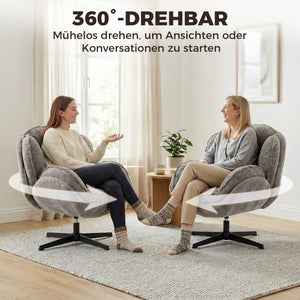 Drehsessel modern mit Armlehnen für Wohnzimmer Samt grau