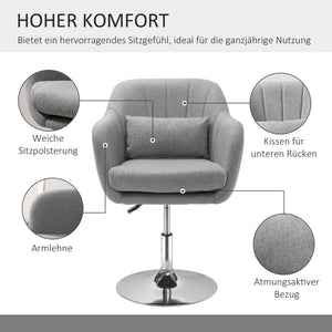 Drehstuhl Retro-Design höhenverstellbar Grau