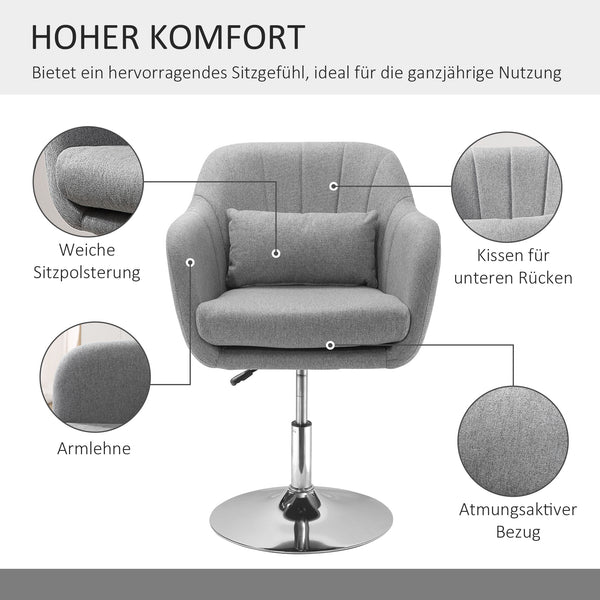 Drehstuhl Retro-Design höhenverstellbar Grau