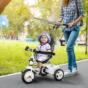 Dreirad Kinderfahrzeug 6-in-1 Sonnendach Korb 1-5 Jahre Weiss