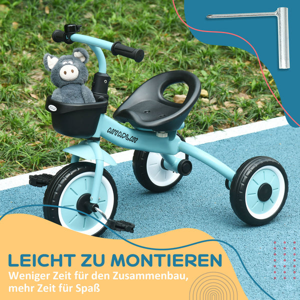 Dreirad Kinderfahrzeug mit Korb & Klingel 2-5 Jahre stabil Blau