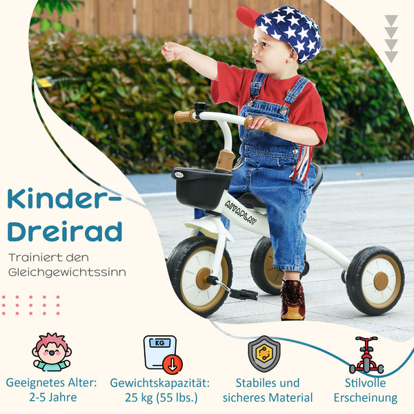 Dreirad Kinderfahrzeug verstellbar mit Fahrradkorb 2-5 Jahre Weiss