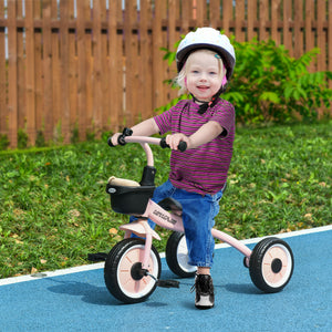 Dreirad Kinderfahrzeug verstellbarer Sitz mit Fahrradkorb & Klingel Rosa