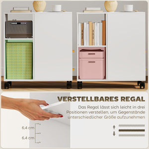 Druckerständer verstellbar mit Rollen und Ablage weiss