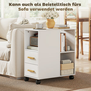 Druckerständer verstellbar mit Rollen und Ablage weiss
