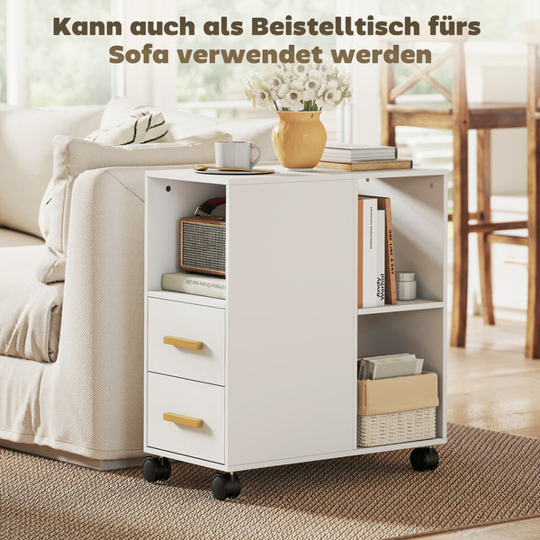 Druckerständer verstellbar mit Rollen und Ablage weiss