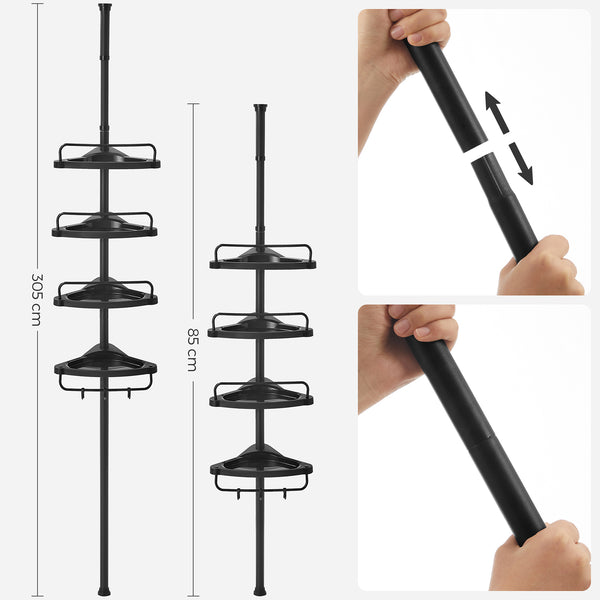 Duschregal Eckregal 85-305cm Schwarz