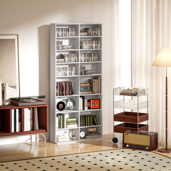 DVD Regal hoch mit 14 Fächern für CDs und Blu-rays weiss