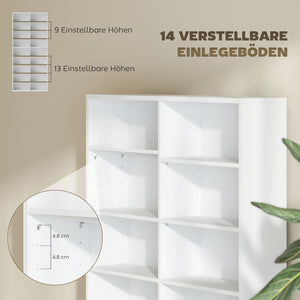 DVD Regal hoch mit 14 Fächern für CDs und Blu-rays weiss