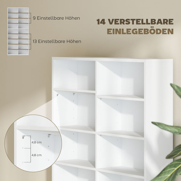 DVD Regal hoch mit 14 Fächern für CDs und Blu-rays weiss