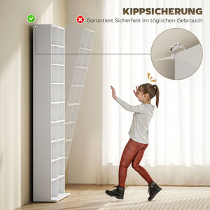 DVD Regal hoch mit 14 Fächern für CDs und Blu-rays weiss