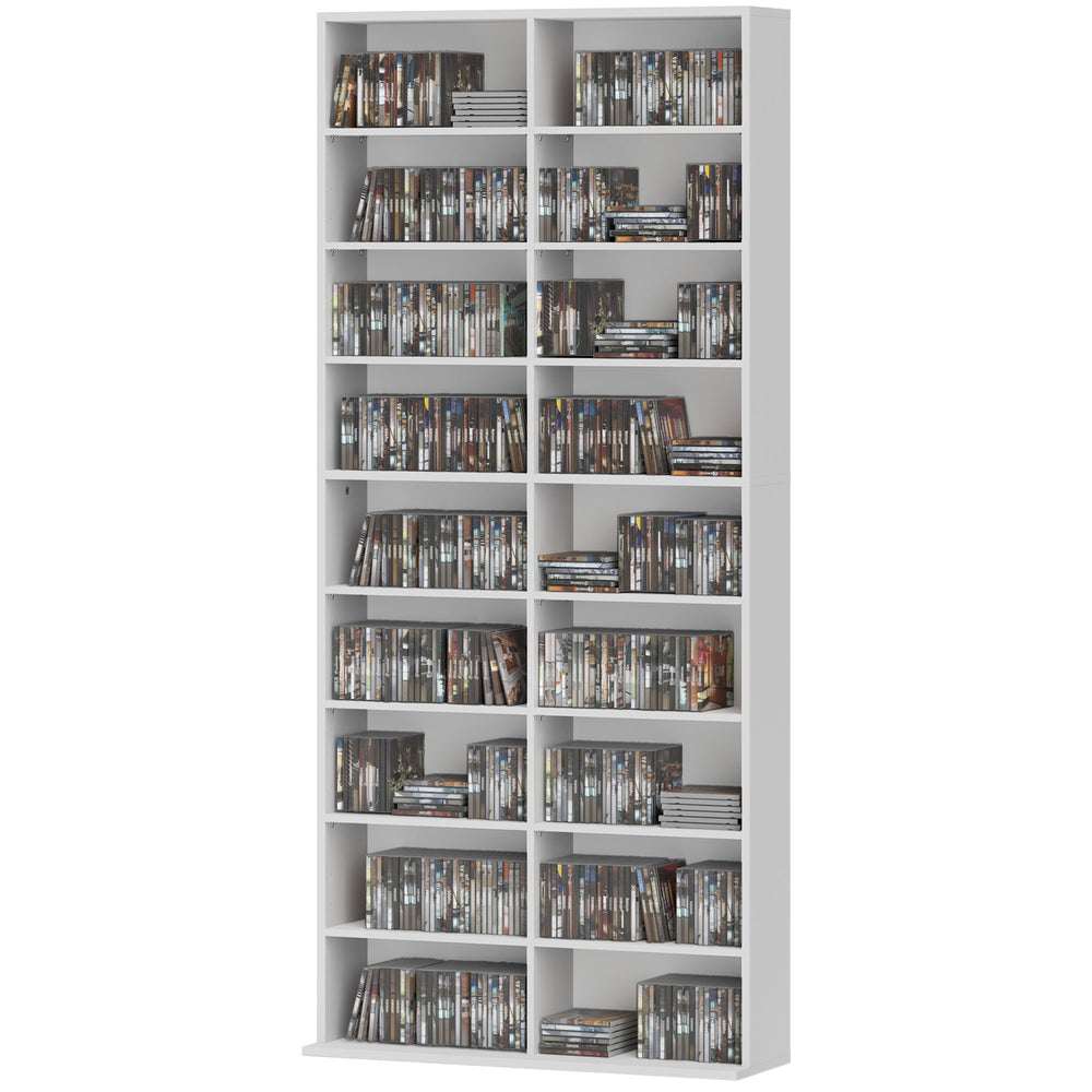 DVD Regal hoch mit 14 Fächern für CDs und Blu-rays weiss