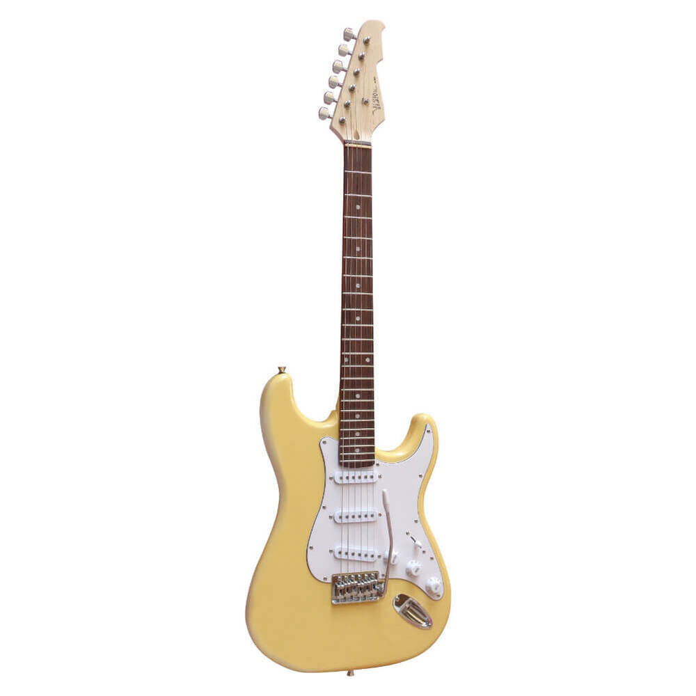 Chitarra elettrica, legno massello, colore crema, con cavo
