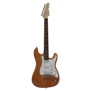 E-Gitarre Massivholz Natur mit Kabel