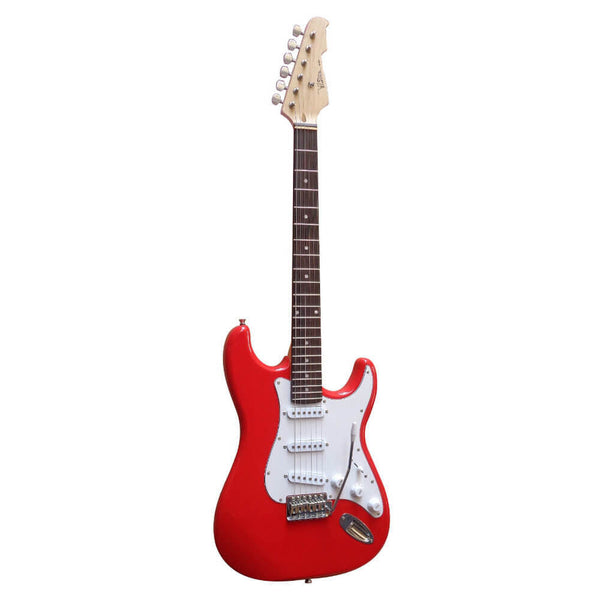 E-Gitarre Massivholz Rot mit Kabel