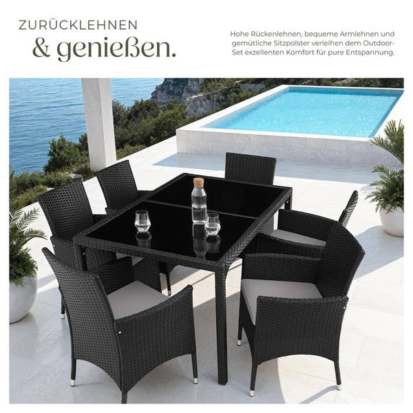 Rattan Sitzgruppe Porto schwarz/grau