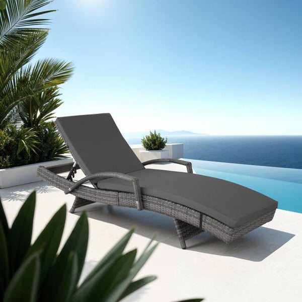 Aluminium Rattan Sonnenliege Océane grau
