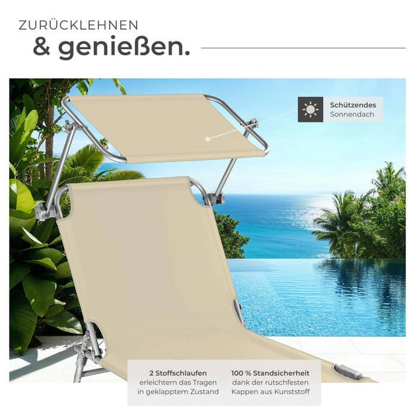 2 Gartenliegen 4-stufig beige