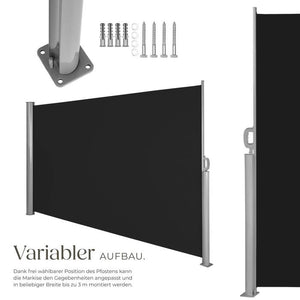 Aluminium Seitenmarkise schwarz 160 x 300 cm