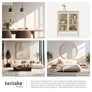 Metallvitrine Baker mit Glastüren creme