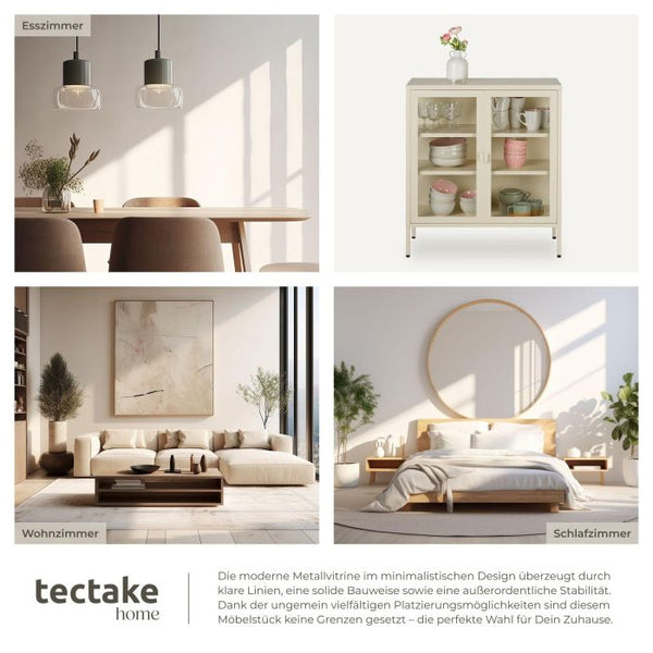 Metallvitrine Baker mit Glastüren creme