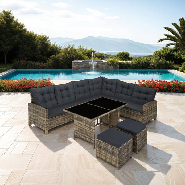 Rattan Lounge Barletta natur/dunkelgrau