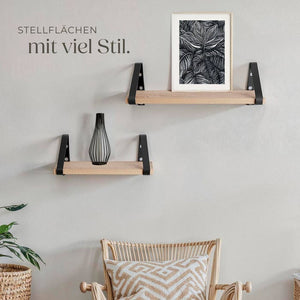 3 Hängeregale Cowell Industrial Holz hell, Eiche Sonoma
