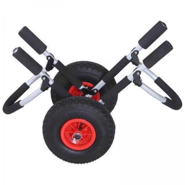 Kanuwagen Kajakwagen Surfwagen klappbar gepolstert PU-Reifen Alu Silber bis 45 kg