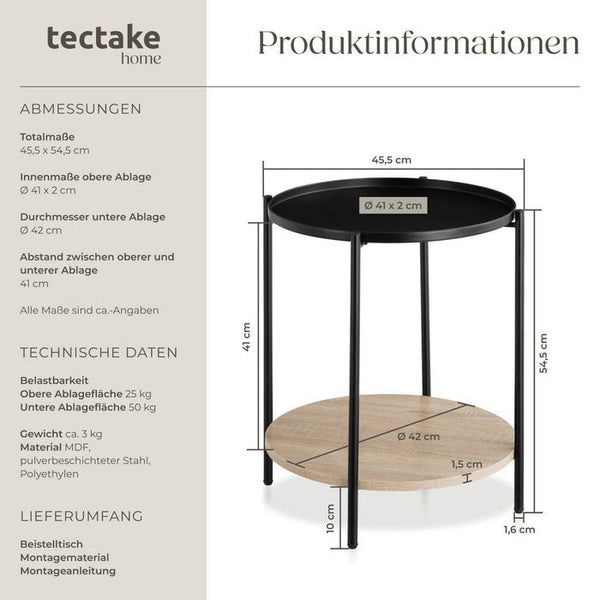 Beistelltisch Sunderland Industrial Holz hell, Eiche Sonoma