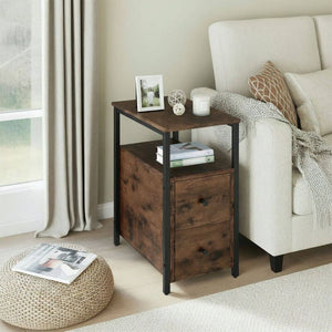 Nachttisch Tullamore Industrial Holz dunkel, rustikal