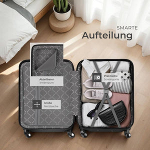 Hartschalenkoffer und Beauty-Case Set 4-tlg. Schwarz