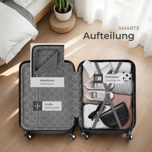 Hartschalenkoffer und Beauty-Case Set 4-tlg. Schwarz