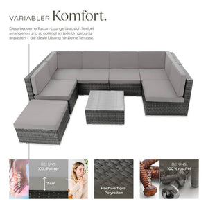 Rattan Lounge Venedig grau