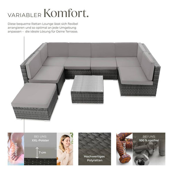 Rattan Lounge Venedig grau
