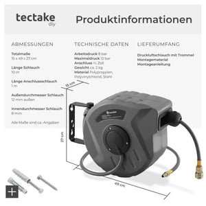 Druckluftschlauch mit Trommel grau 10 m