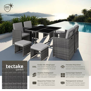Rattan Sitzgruppe Bilbao 4+4+1, grau