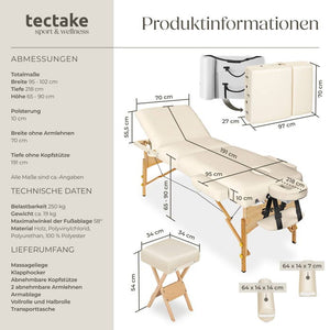 3 Zonen Massageliege-Set beige
