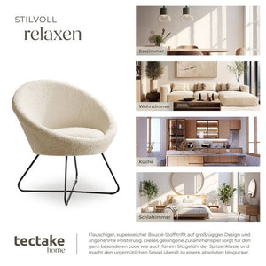Cocktailsessel Cocktailsessel Centera, gepolstert, 120kg Bouclé off-white