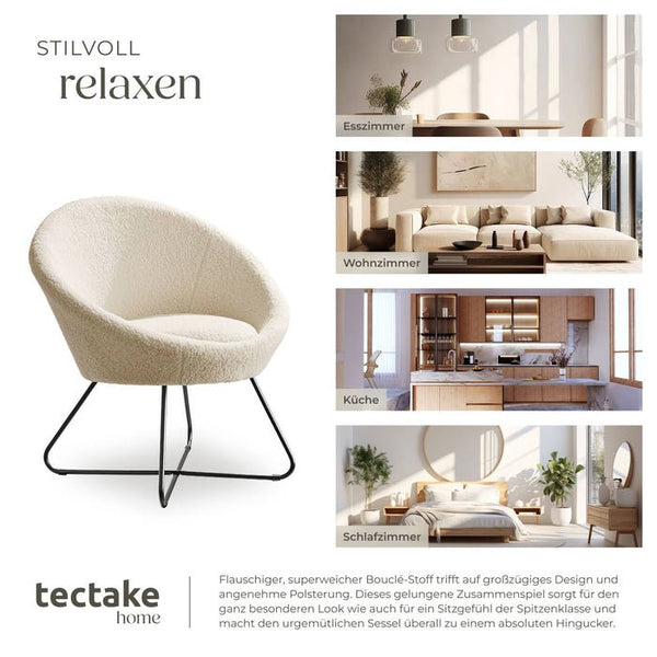Cocktailsessel Cocktailsessel Centera, gepolstert, 120kg Bouclé off-white