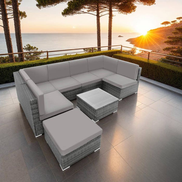 Rattan Lounge Venedig grau