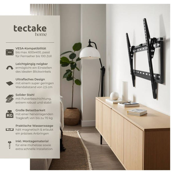 TV Wandhalterung neigbar für 32"" (81cm) - 65"" (165cm), VESA max.: 600x400, bis 70kg